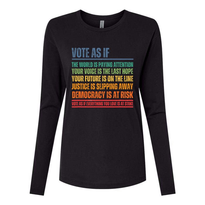 Vote As If Womens Cotton Relaxed Long Sleeve T-Shirt