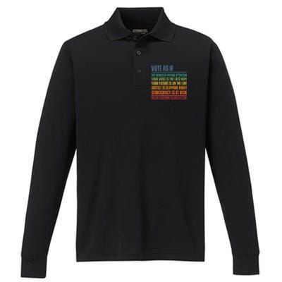 Vote As If Performance Long Sleeve Polo