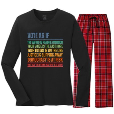 Vote As If Women's Long Sleeve Flannel Pajama Set 