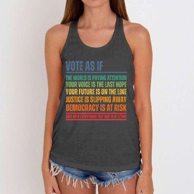 Vote As If Women's Knotted Racerback Tank