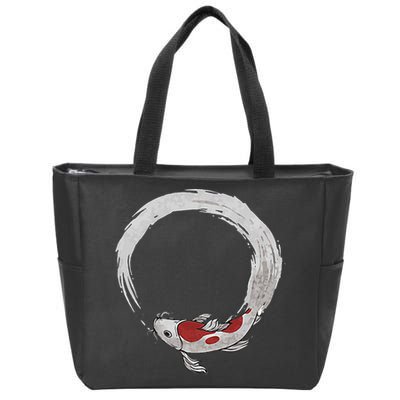 Vintage Asian Japanese Koi Carp Nishikigoi Koi Fish Zip Tote Bag