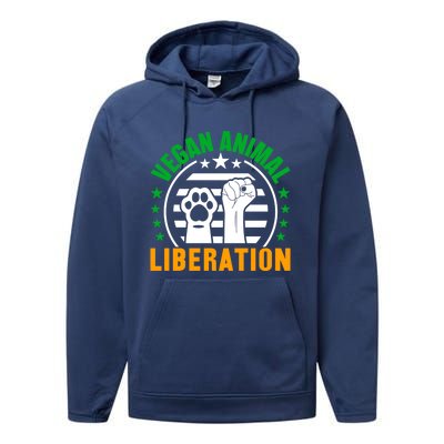 Vegan Animal Liberation Gift Performance Fleece Hoodie