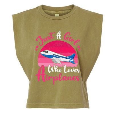 Vintage Airplane Lover Just A Girl Who Loves Airplanes Garment-Dyed Women's Muscle Tee