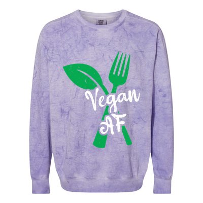 Vegan Af Leaf And Fork Go Vegan Gift Colorblast Crewneck Sweatshirt