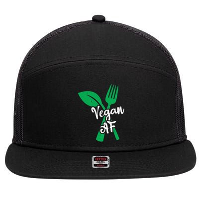 Vegan Af Leaf And Fork Go Vegan Gift 7 Panel Mesh Trucker Snapback Hat