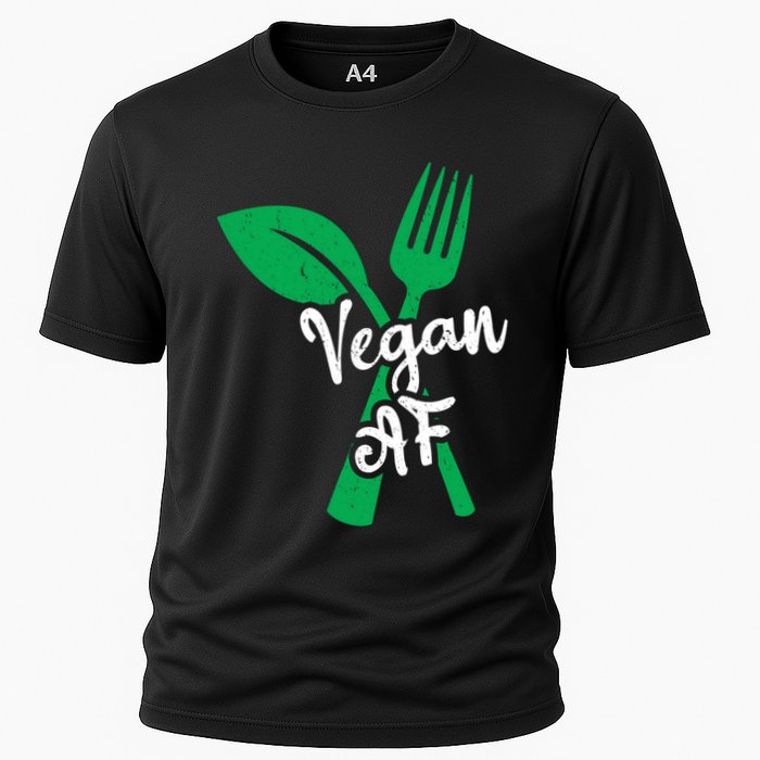 Vegan Af Leaf And Fork Go Vegan Gift Cooling Performance Crew T-Shirt