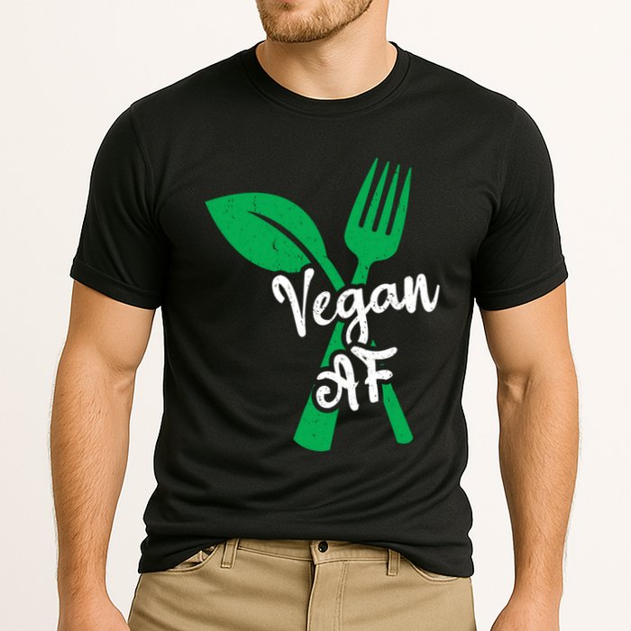 Vegan Af Leaf And Fork Go Vegan Gift Cooling Performance Crew T-Shirt