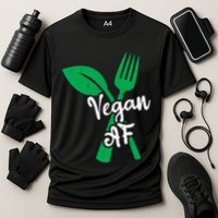 Vegan Af Leaf And Fork Go Vegan Gift Cooling Performance Crew T-Shirt