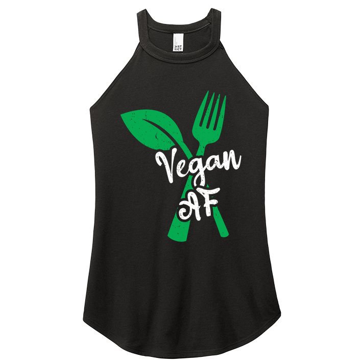 Vegan Af Leaf And Fork Go Vegan Gift Women's Perfect Tri Rocker Tank