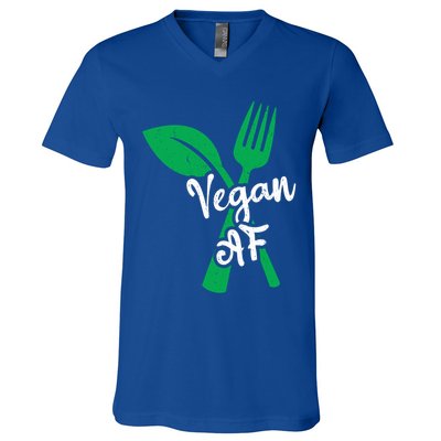 Vegan Af Leaf And Fork Go Vegan Gift V-Neck T-Shirt