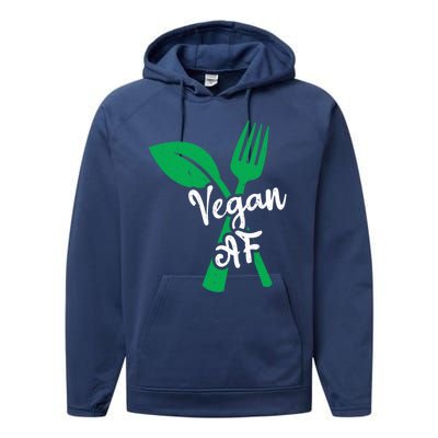 Vegan Af Leaf And Fork Go Vegan Gift Performance Fleece Hoodie