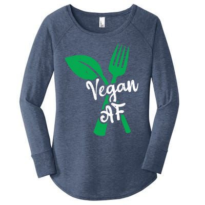 Vegan Af Leaf And Fork Go Vegan Gift Women's Perfect Tri Tunic Long Sleeve Shirt