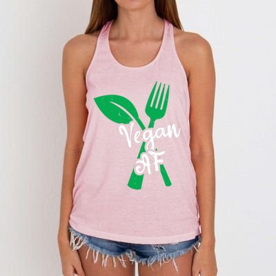 Vegan Af Leaf And Fork Go Vegan Gift Women's Knotted Racerback Tank