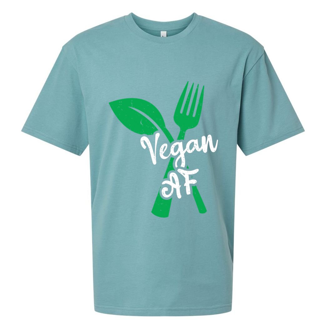 Vegan Af Leaf And Fork Go Vegan Gift Sueded Cloud Jersey T-Shirt