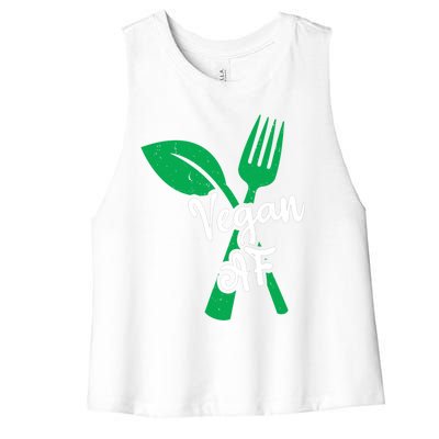 Vegan Af Leaf And Fork Go Vegan Gift Women's Racerback Cropped Tank