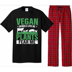 Vegan Animals Love Me Plants Fear Me Veggie Funny Veganism Cool Gift Pajama Set