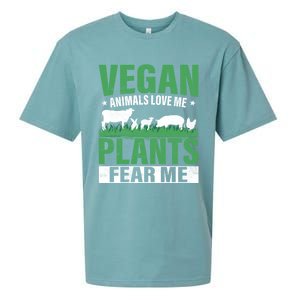 Vegan Animals Love Me Plants Fear Me Veggie Funny Veganism Cool Gift Sueded Cloud Jersey T-Shirt