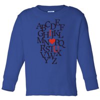 Valentine Alphabet Love I Heart U Valentine's Day Love Gift Toddler Long Sleeve Shirt