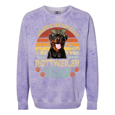 Vintage Awesome Like My Rottweiler Mom Dog Mom Colorblast Crewneck Sweatshirt