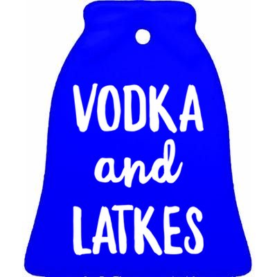 Vodka And Latkes Funny Hanukkah Party Get Lit Gift Ceramic Bell Ornament