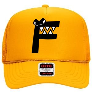 Villain Alphabet Lore F Costume Matching Evil Letter High Crown Mesh Back Trucker Hat