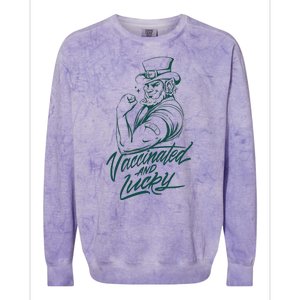 Vaccinated And Lucky St Patricks Day Colorblast Crewneck Sweatshirt