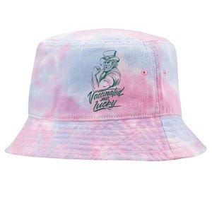 Vaccinated And Lucky St Patricks Day Tie-Dyed Bucket Hat