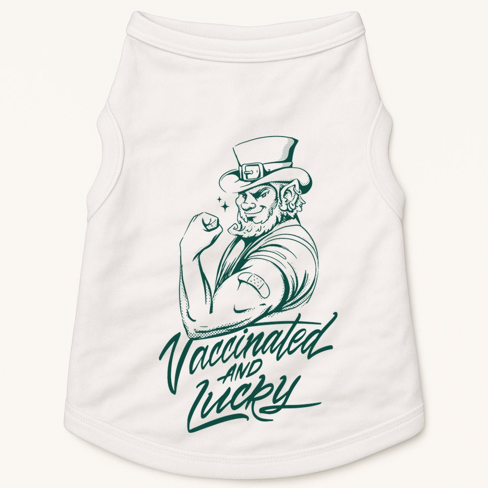 Vaccinated And Lucky St Patricks Day Doggie Tank