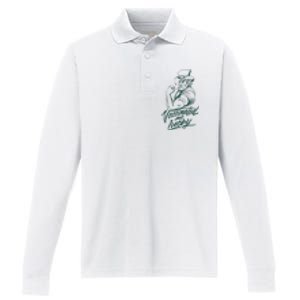 Vaccinated And Lucky St Patricks Day Performance Long Sleeve Polo