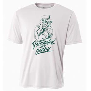 Vaccinated And Lucky St Patricks Day Cooling Performance Crew T-Shirt