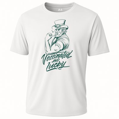 Vaccinated And Lucky St Patricks Day Cooling Performance Crew T-Shirt