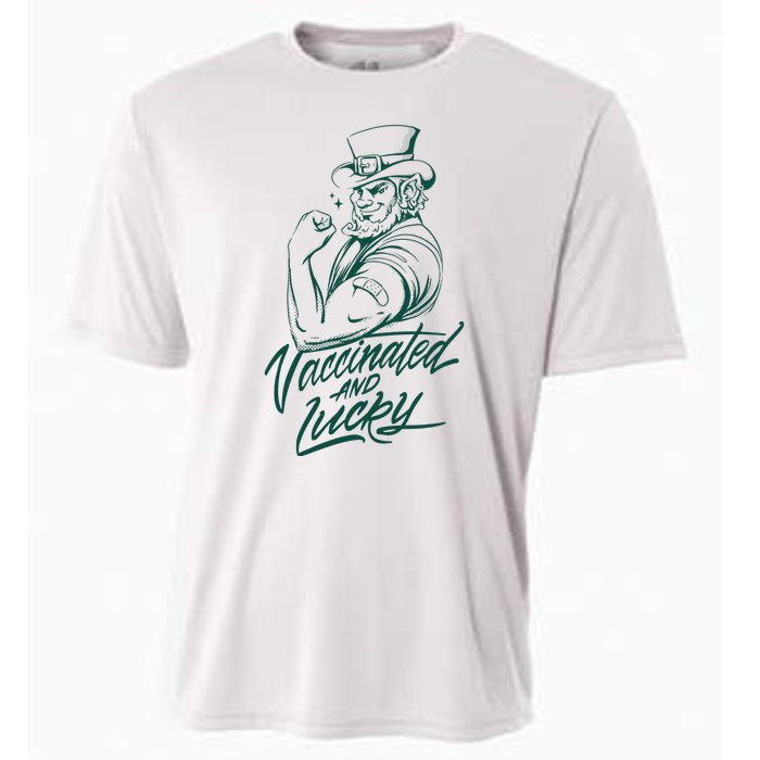 Vaccinated And Lucky St Patricks Day Cooling Performance Crew T-Shirt