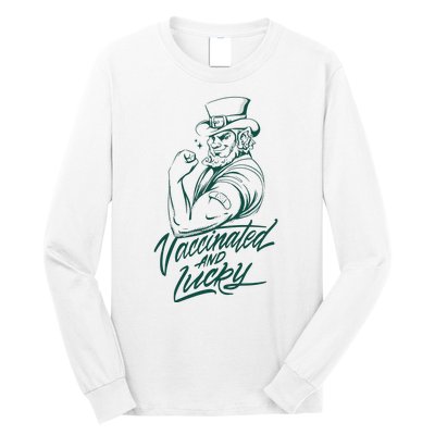 Vaccinated And Lucky St Patricks Day Long Sleeve Shirt