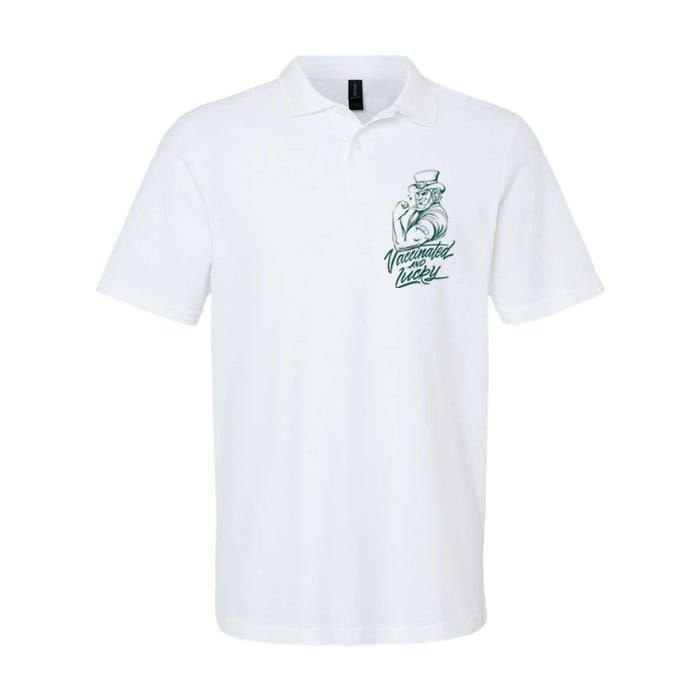 Vaccinated And Lucky St Patricks Day Softstyle Adult Sport Polo