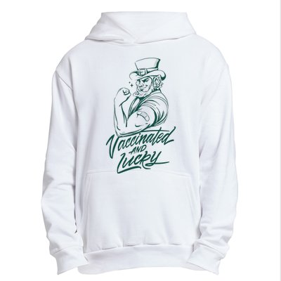 Vaccinated And Lucky St Patricks Day Urban Pullover Hoodie