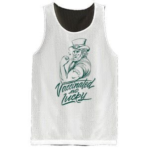 Vaccinated And Lucky St Patricks Day Mesh Reversible Basketball Jersey Tank