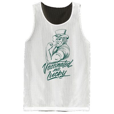 Vaccinated And Lucky St Patricks Day Mesh Reversible Basketball Jersey Tank