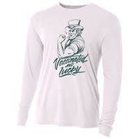 Vaccinated And Lucky St Patricks Day Cooling Performance Long Sleeve Crew