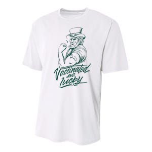 Vaccinated And Lucky St Patricks Day Performance Sprint T-Shirt