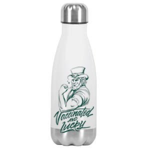 Vaccinated And Lucky St Patricks Day Stainless Steel Insulated Water Bottle