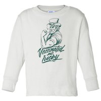 Vaccinated And Lucky St Patricks Day Toddler Long Sleeve Shirt