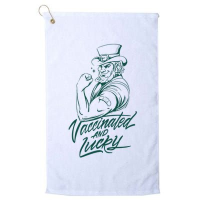 Vaccinated And Lucky St Patricks Day Golf Towel