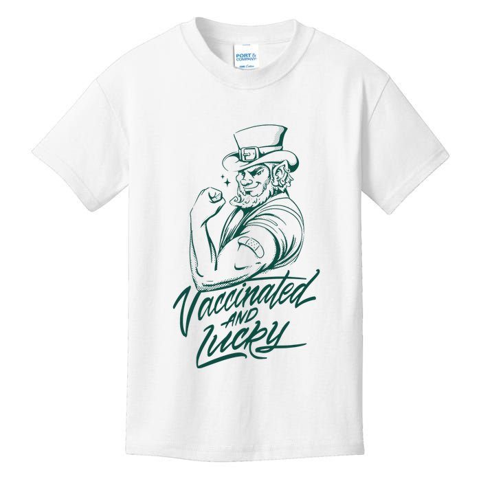 Vaccinated And Lucky St Patricks Day Kids T-Shirt