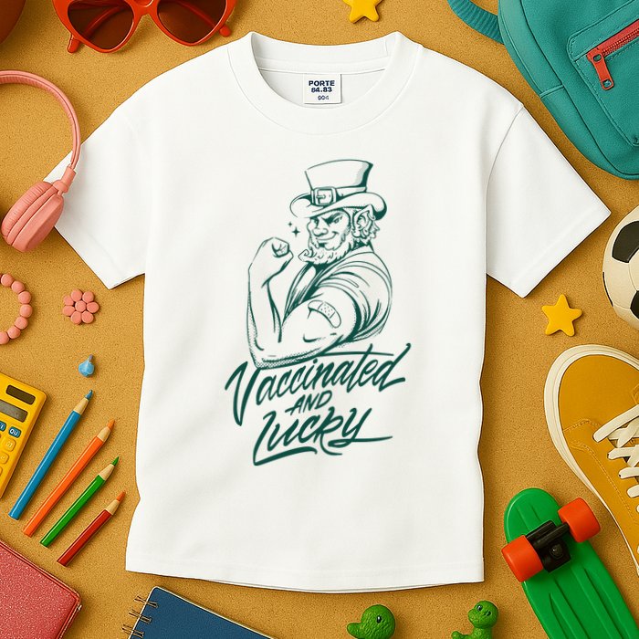 Vaccinated And Lucky St Patricks Day Kids T-Shirt