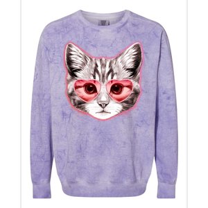 Valentine Cat Love Shades Colorblast Crewneck Sweatshirt