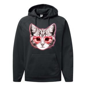 Valentine Cat Love Shades Performance Fleece Hoodie