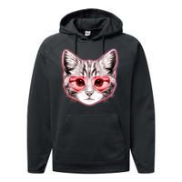 Valentine Cat Love Shades Performance Fleece Hoodie