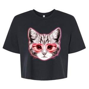 Valentine Cat Love Shades Bella+Canvas Jersey Crop Tee