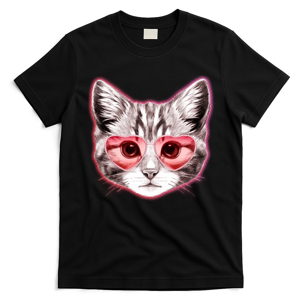 Valentine Cat Love Shades T-Shirt