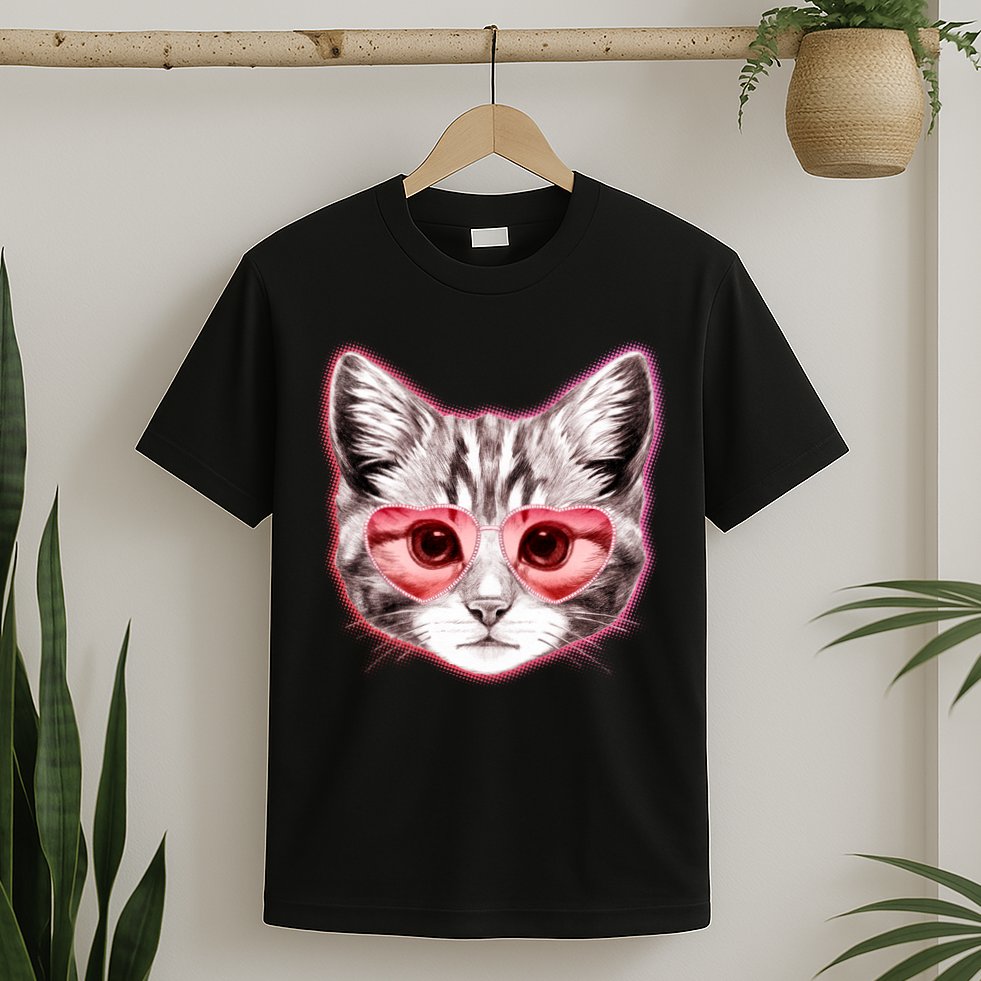 Valentine Cat Love Shades T-Shirt
